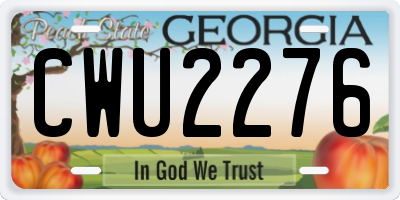 GA license plate CWU2276
