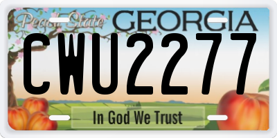 GA license plate CWU2277