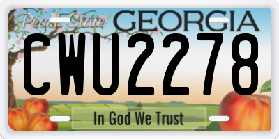 GA license plate CWU2278