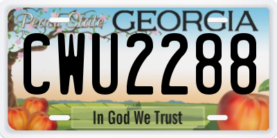 GA license plate CWU2288