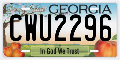 GA license plate CWU2296