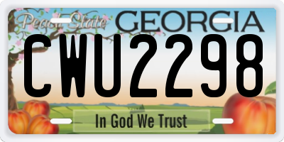 GA license plate CWU2298