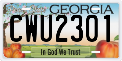 GA license plate CWU2301