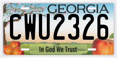 GA license plate CWU2326