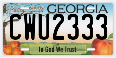 GA license plate CWU2333