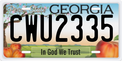 GA license plate CWU2335
