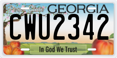 GA license plate CWU2342