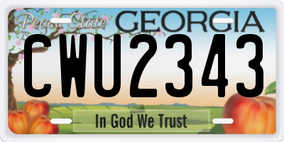 GA license plate CWU2343