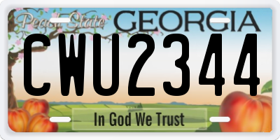 GA license plate CWU2344