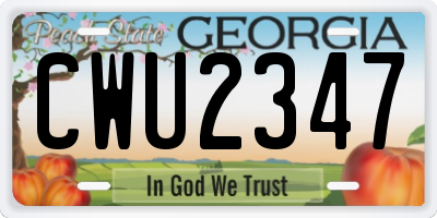 GA license plate CWU2347