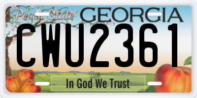 GA license plate CWU2361