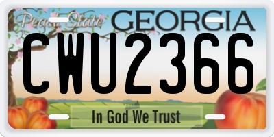 GA license plate CWU2366
