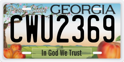 GA license plate CWU2369