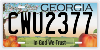 GA license plate CWU2377