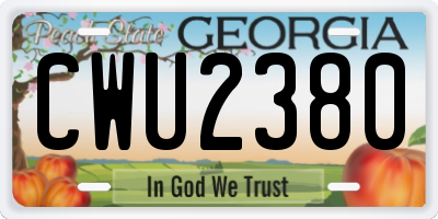 GA license plate CWU2380