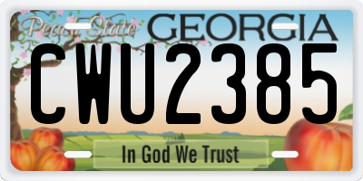 GA license plate CWU2385