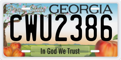GA license plate CWU2386