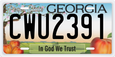 GA license plate CWU2391