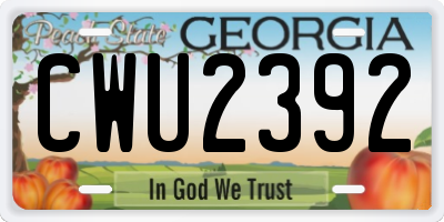 GA license plate CWU2392