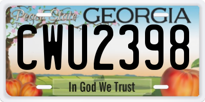 GA license plate CWU2398