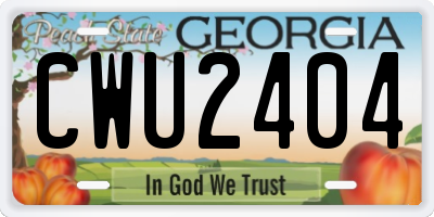 GA license plate CWU2404