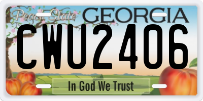GA license plate CWU2406