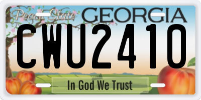 GA license plate CWU2410