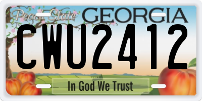 GA license plate CWU2412