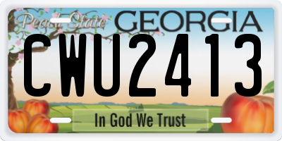 GA license plate CWU2413