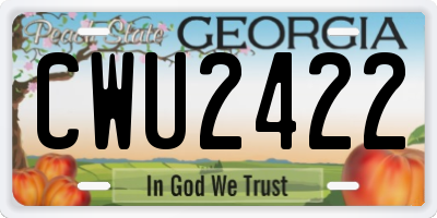 GA license plate CWU2422