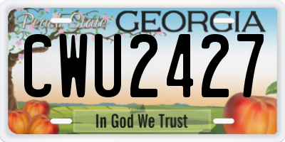 GA license plate CWU2427