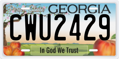 GA license plate CWU2429