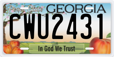GA license plate CWU2431
