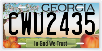 GA license plate CWU2435