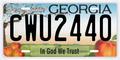 GA license plate CWU2440