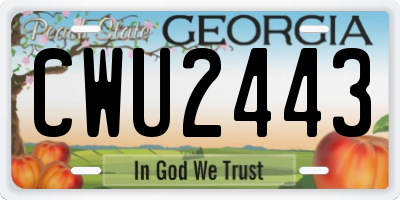 GA license plate CWU2443