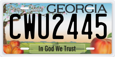 GA license plate CWU2445