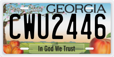 GA license plate CWU2446