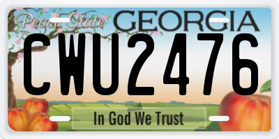 GA license plate CWU2476