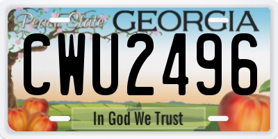 GA license plate CWU2496