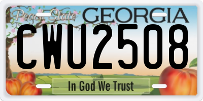 GA license plate CWU2508