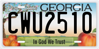 GA license plate CWU2510