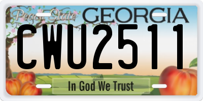GA license plate CWU2511