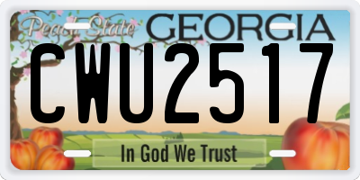 GA license plate CWU2517
