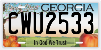 GA license plate CWU2533