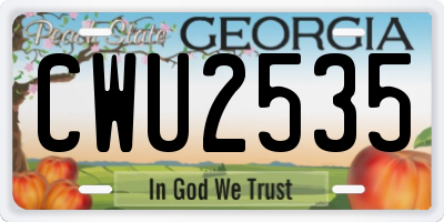 GA license plate CWU2535