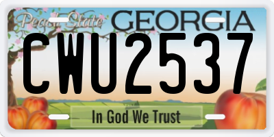 GA license plate CWU2537