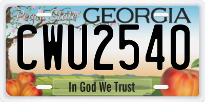 GA license plate CWU2540