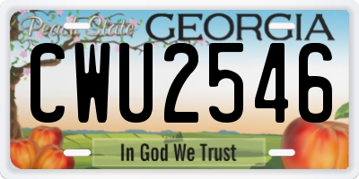 GA license plate CWU2546