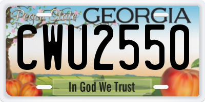 GA license plate CWU2550